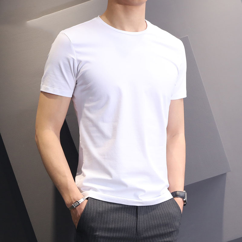 T-shirt men's short-sleeved Korean slim round neck trend casual